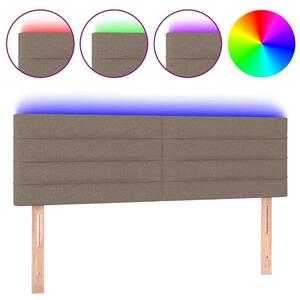 Testiera a LED Tortora 144x5x78/88 cm in Tessuto