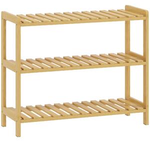 HOMCOM Scarpiera in Bambù a 3 Livelli per 9 Paia 70x26x57,5 cm Legno Naturale | Aosom Italy