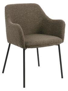 Sedia da pranzo marrone in imbottito con braccioli Melilla – House Nordic