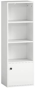 HOMCOM Libreria a 4 Livelli Scaffale per Libri Moderno con Ripiani Aperti e Anta 40x30x120 cm Bianco | Aosom Italy
