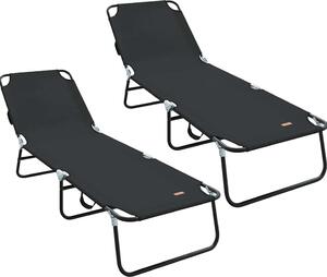 Lettino prendisole pieghevole 2 pcs Nero 188 x 57 x 86,5 cm