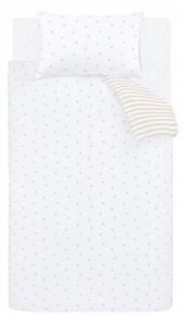 Set copripiumino e federa da bambini bianco e beige in cotone per letto singolo 135x200 cm Mini Star & Stripes – Bianca
