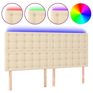 Testiera a LED Crema 160x5x118/128 cm in Tessuto