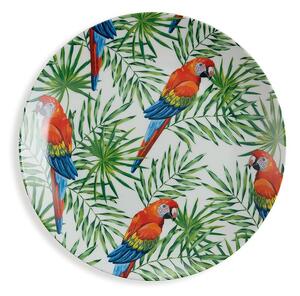Set 6 piatti frutta in porcellana con decoro tropicale Parrot Jungle