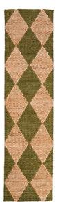 Passatoia verde/di colore naturale in misto iuta tessuta a mano 60x230 cm Effie Diamond – Flair Rugs