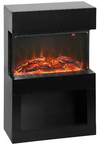 Camino Elettrico da Pavimento con Effetto Fiamma 3D Colorata 1000W/2000W con Temperatura Regolabile e Telecomando Nero