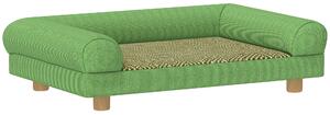 PawHut Divano per cane e gatto rialzato, seduta effetto tappeto rinfrescante, con braccioli, in velluto morbido, 63 x 41 x 17 cm, Verde | Aosom Italy