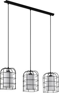 EGLO Bittams lampada a sospensione, lampada a sospensione vintage, industriale, lampada a sospensione in acciaio e tessuto in nero, bianco, lampada da tavolo, lampada da soggiorno, E27
