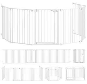 PawHut Cancelletto Pieghevole per Cani a 6 Pannelli, Porta con Chiusura Doppia, Bianco | Aosom Italy
