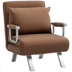 HOMCOM Poltrona Letto 2 in 1 con Schienale Regolabile e Cuscino 65x69x80 cm Marrone | Aosom Italy