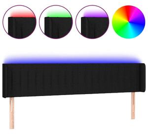Testiera a LED Nera 203x16x78/88 cm in Tessuto