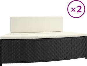 Panche per Spa con Cuscini 2 pz in Polyrattan Nero