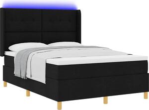 Letto a molle con strisce LED Nero 160 x 200 cm Tessuto