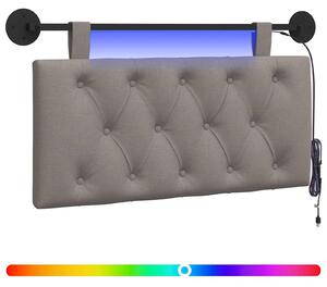 Testiera sospesa Con luce LED Tortora Tessuto