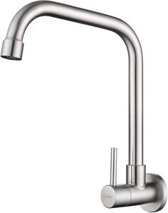 Rubinetto da cucina in acciaio inossidabile, montaggio a parete, acqua fredda, rotazione a 360°, opaco