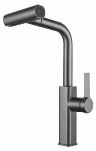 Rubinetto da cucina in acciaio inossidabile, orientabile a 360°, 3 tipi di getto, grigio