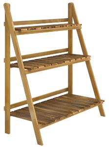 Outsunny Portapiante Pieghevole Portavasi in Legno di Abete con 3 Livelli Scaffale da Esterno per Piante Portafiori 80x37x93cm|Aosom