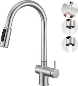 Rubinetto da cucina a 3 vie con molla a spirale, acciaio inossidabile, lavello