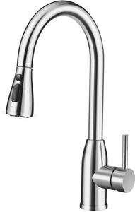 Rubinetto da cucina in acciaio inossidabile, estraibile, a 3 vie, rotazione a 360°, argento metallizzato diventa Rubinetto da cucina, estraibile, a 3 vie, argento