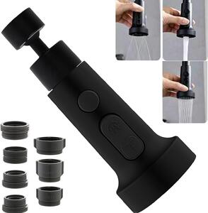 Allecto Premium - Prolunga per rubinetto da cucina con rotazione a 360° - Nero - Filtro aeratore per rubinetto - Accessori per rubinetti da bagno con testa estraibile