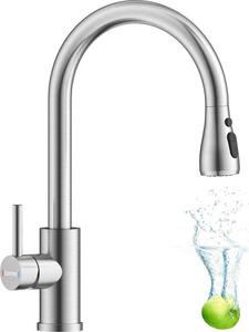 Moderno rubinetto da cucina in acciaio inossidabile con doccetta estraibile, orientabile a 360°, 3 tipi di getto