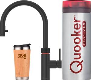 QUOOKER Rubinetto da cucina "QUOOKER Flex VAQ PRO3 Rubinetto con bocca estraibile nero e 100°C (3XBLK)" (2 pezzi) Rubinetto per lavello con funzione di acqua bollente a 100°C