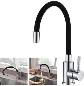 Rubinetto da cucina nero flessibile, orientabile a 360° con aeratore