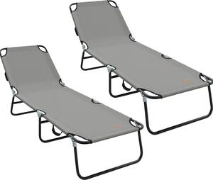 Lettino prendisole pieghevole 2 pcs Grigio 188 x 57 x 86,5 cm