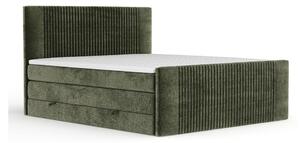 Letto boxspring verde scuro con contenitore 200x200 cm Bergamo – Maison de Rêve