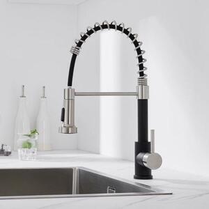 Rubinetto da cucina nero con doccetta estraibile, acciaio inossidabile, orientabile a 360°