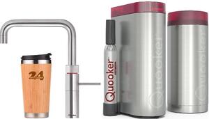 "QUOOKER FUSION SQUARE beccuccio fisso in acciaio inox COMBI+ B con CUBO 2 (22+FSRVSCUBE) Rubinetto per acqua bollente a 100°C con sistema di acqua potabile *Incluso thermo mug