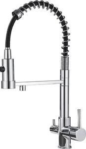 Rubinetto da cucina a 3 vie Zeffrary, miscelatore girevole a 360°, rubinetto da cucina con bocca flessibile, rubinetto da cucina per acqua fredda e calda e filtro (cromo)
