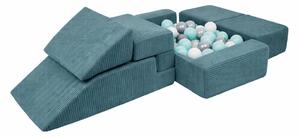 Gioco per psicomotricità turchese in velluto a coste 6 pz altezza totale 40 cm 100x35 cm Montessori – Meowbaby