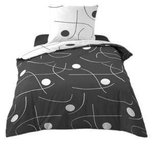 Set copripiumino e federa bianco/grigio scuro in microfibra per letto singolo 140x200 cm Sonate – douceur d'intérieur