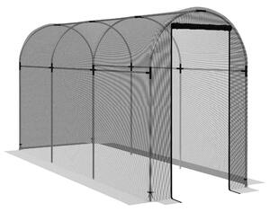 Outsunny Rete di protezione per uccelli, protezione per piante, resistente, porta con zip, 120x360x188 cm, Nero/Argento