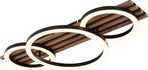 Plafoniera LED, luce in legno, nera, L 62 cm