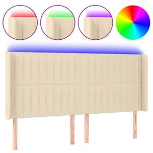 Testiera a LED Crema 203x23x118/128 cm in Tessuto