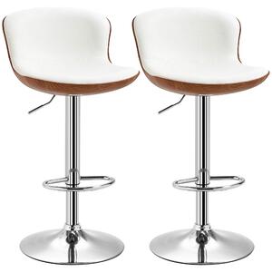 HOMCOM Set di 2 Sgabelli da Bar Design Contemporaneo Altezza d'assise regolabile 64-85 cm girevoli 360° rivestimento sintetico Crema Imitazione Legno