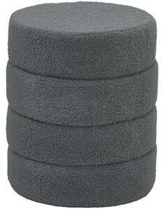 HOMCOM Pouf, rotondo, Teddy Fleece, Telaio in metallo, fino a 120 kg, Φ40x45H cm, Grigio scuro | Aosom Italy