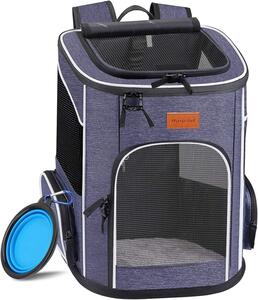 Zaino trasportino per gatti e cani Morpilot, in denim blu, dimensioni 33x28x42 cm