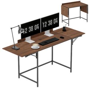 HOMCOM Scrivania pieghevole per computer 2 pannelli pieghevoli per 2 schermi, per camera, piccoli spazi, 170 x 58 x 78 cm noce | Aosom Italy