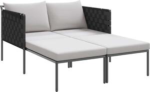 Lettino da Sole con cuscino Antracite 153 x 115 x 69.5 cm