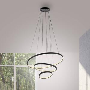 JUST LIGHT. GmbH Lampada LED a sospensione Cerchi, nera, 3.000 K Cerchi, Nero, Soggiorno / Sala da pranzo, Metallo, Moderno