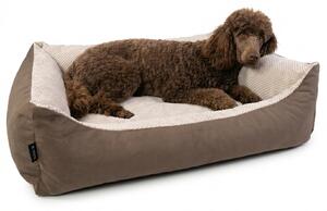 4L Textil TEO: Cuccia confortevole e lavabile per cani, con rivestimento removibile, dimensioni 120x100 cm (marrone/beige)