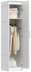 HOMCOM Armadio Multiuso con Asta Appendiabiti, Ripiano, Porta a Chiusura Dolce 40 x 52 x 180 cm Bianco | Aosom Italy