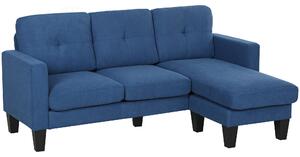 HOMCOM Divano d'angolo 3 Posti con chaise longue reversibile destra o sinistra, salotto, grande comfort, schienale trapuntato, blu | Aosom Italy