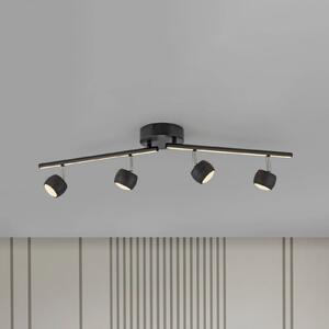 JUST LIGHT. GmbH Faretto da soffitto a LED Jarik, 4 luci, nero, 3.000 K dimmerabile, Nero, Soggiorno / Sala da pranzo, Metallo, Moderno
