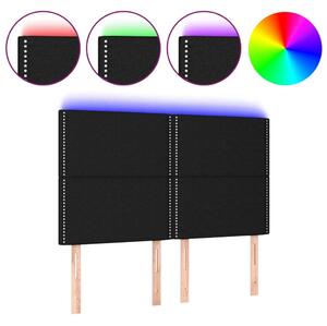 Testiera a LED Nera 144x5x118/128 cm in Tessuto