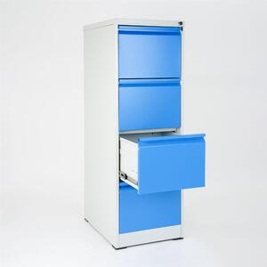 Cassettiera porta documenti con 4 cassetti e serratura Dimensioni 460x620x h 1325 mm Struttura in metallo verniciato - Piedini antiscivolo - finitura Blu