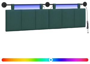 Testiera sospesa Con luce LED Verde Scuro Tessuto